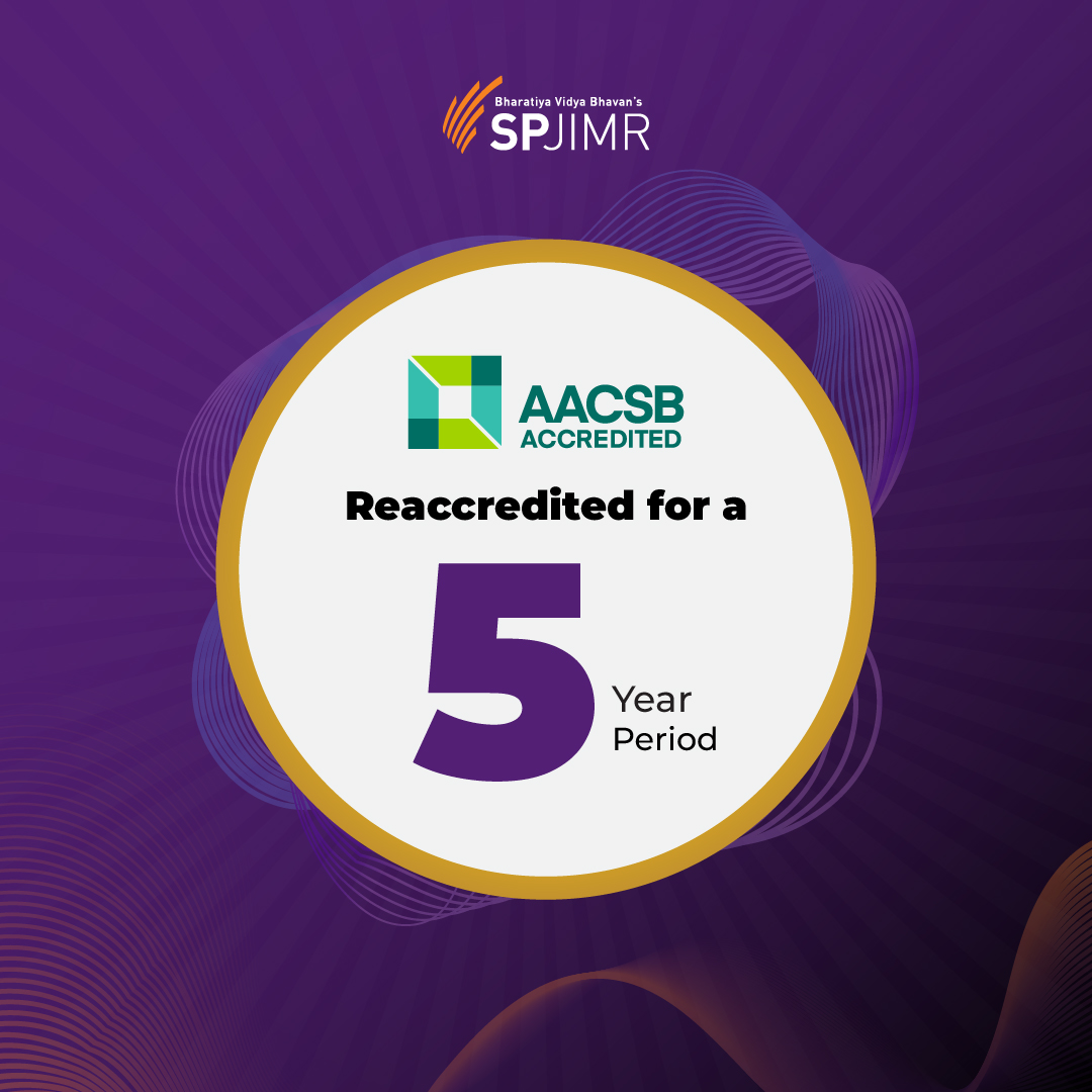 SPJIMR's tweet photo. @SPJIMR reaccreditation by @AACSB  exemplifies our commitment to quality business education. AACSB accreditation is synonymous with excellence and continuous improvement. It also acknowledges our efforts towards advancing wise innovation and creating positive societal impact. https://t.co/K0BCo056lb