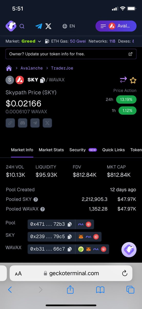 gamecocktcpo's tweet image. In case you’re not watching $SKY, we are now live on @coingecko! #Skypath #SkypathToken #AVAX🔺 @avax