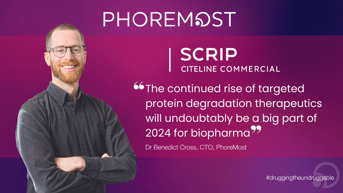 Ben Cross spoke to Scrip about his 2024 predictions for the #biopharma industry, and how we can harness new targeting modalities. With bivalent drugs such as PROTACs in development, attention is shifting to smaller #MolecularGlue medicines. Read more: rb.gy/d8h20n