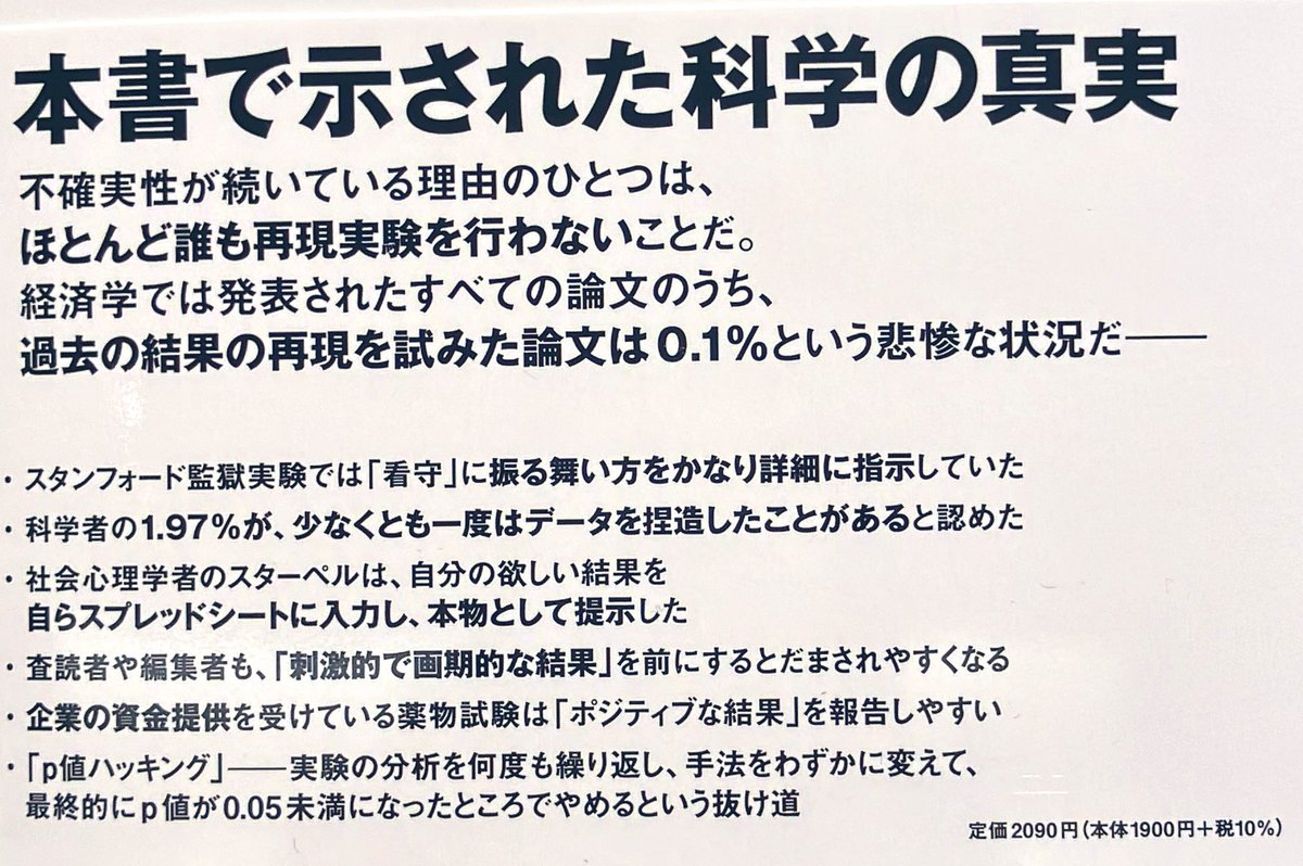 maruzen_maruhon's tweet photo. 【3階理工書】『#sciencefictions あなたが知らない科学の真実』遂に日本上陸!著名な #科学実験 の間違いを指摘し、あらゆる科学分野の不正論文の問題や #再現性 #科学エビデンス の裏側を徹底解説。研究者や科学者を目指す方にぜひ目を通して欲しい一冊。J05の棚にて展開中📚
#科学 #Science #論文 https://t.co/UoXmggzONl