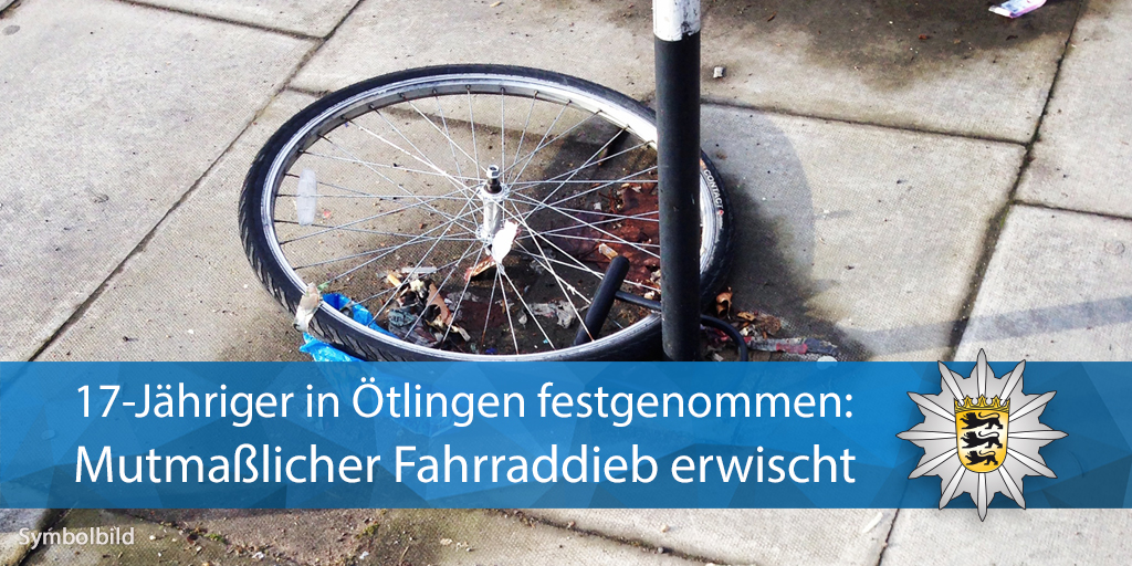 PolizeiRT's tweet photo. #Kirchheim #Festnahme #Diebstahl
🚲 In #Ötlingen wurde am Mittwochabend ein 17-Jähriger #festgenommen.
👥 Er soll mit einem noch unbekannten Komplizen versucht haben, #Fahrräder zu #stehlen.
Alle Infos: https://t.co/Dxr6zMOUXy https://t.co/RTPtBEPgc2