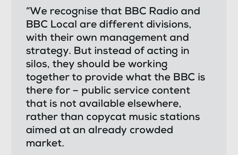 Hard to argue with this from the @NUJofficial Divisional silos are wholly self-defeating and if the BBC really wants to reach C2DE Boomers via radio, it needs to reinvest in its existing #BBCLocalRadio and run it well.