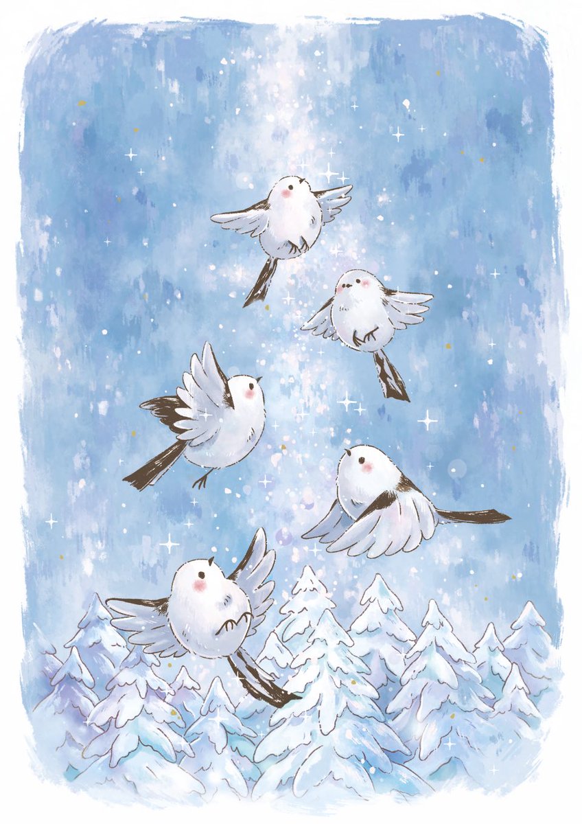 bird no humans flying animal focus painting (medium) blush snow  illustration images
