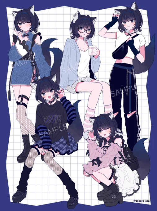〔 works 〕すぺしゃりて所属 尾幌こま様( )のお誕生日記念グッズのイラストを描かせて頂きました'-色々な衣装のスタイリングで楽しく描かせて頂きましたありがとうございました。 