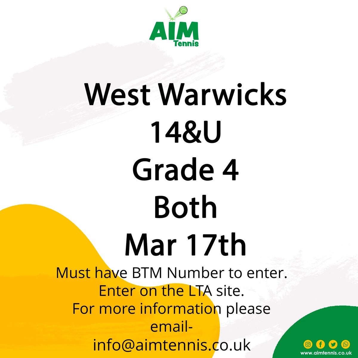 Take a look at our 14U event <a href="/westwarwicks/">West Warwickshire Sports Complex</a>
#tennis #sport #tournament