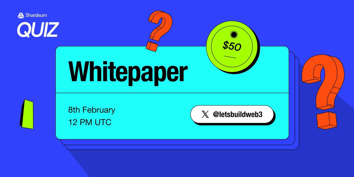 shardeum's tweet photo. Time to Quiz ⚡️

Participate in the Shardeum ‘Whitepaper’ quiz &amp; reply with correct answer to each question to win from a prize pool of $50 USDT 💰

Get quizzing @letsbuildweb3 https://t.co/SeT8VQ70Ze