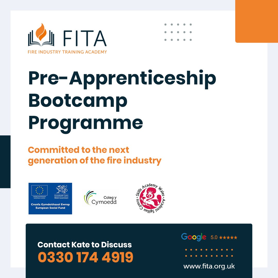 National Apprenticeship Week

With this week in mind, we are having a Bootcamp Open day - 1st March.

Please check out the details and gain skills for life.

fita.org.uk/fire-safety-bo…

#apprenticeshipweek #firesafety #apprenticeshipbootcamp #skillsforlife #naw2024