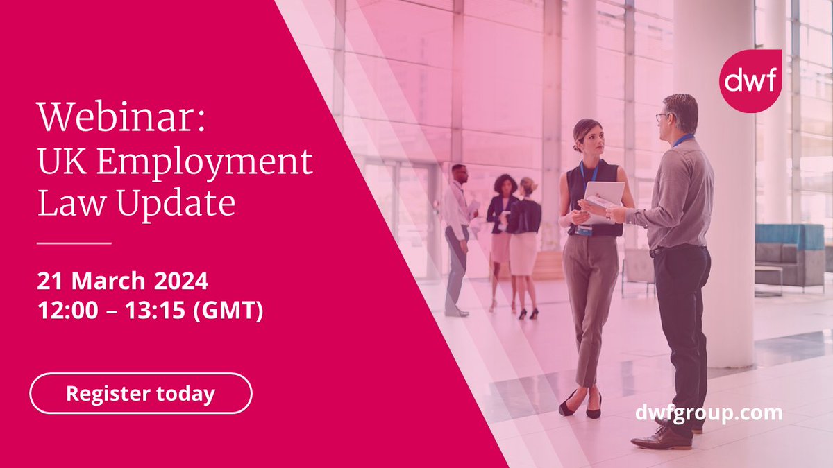 Register for our #employmentlaw webinar for updates on case and legislation updates, new legislation requiring employers to take proactive steps to prevent #sexualharassment and consider what's on the horizon. Register now: bit.ly/3SuDRdC #dwf #ukemplaw