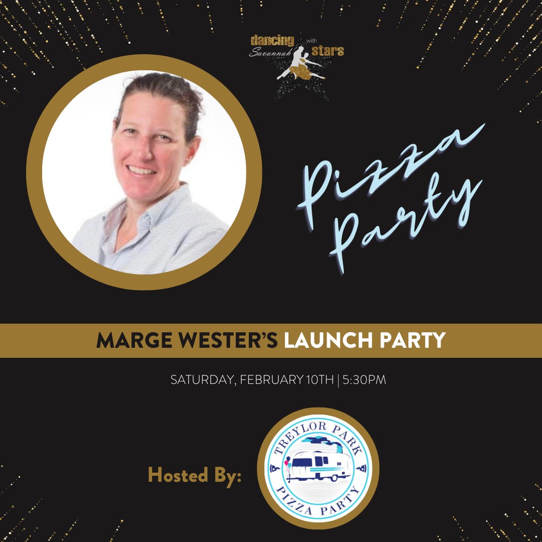 SavChathamCASA's tweet image. Join @margewesterkw as she kicks off her official launch party hosted by PIZZA PARTY for Dancing With Savannah Stars! 20% of the proceeds from the evening will be donated to Brightside Child and Family Advocacy. 

 #treylorparkpizzaparty  #fundraising #thebrightside #savannahcasa