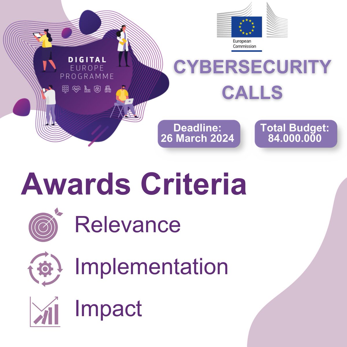 🚀 Considering the DEP Cybersecurity Calls? 🌐 🏆 Your proposal's success depends on meeting these key award criteria: 1️⃣ Relevance 2️⃣ Implementation 3️⃣ Impact 👉 For detailed instructions and more information, visit the call’s fiche: ec.europa.eu/info/funding-t…