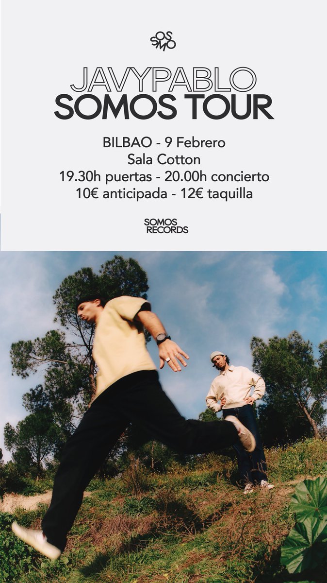 BILBAOOOOO QUE NOS VEMOS MAÑANA 🥳 

Si todavía no tienes tu entrada te lo ponemos fácil: javypablo.com/copia-de-home