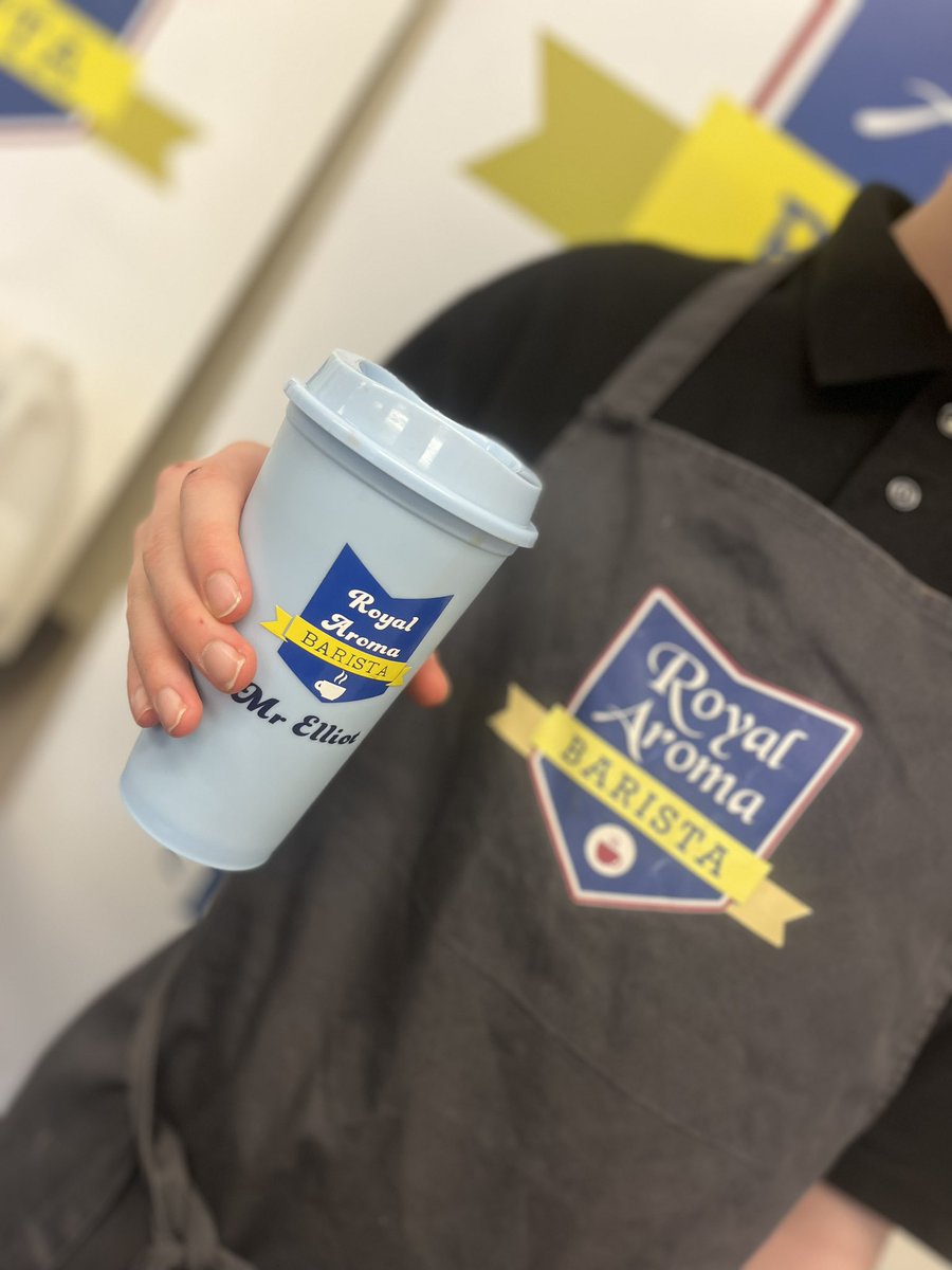 IRoyalDYW's tweet photo. We’re loving seeing staff buy in to our sustainability pledge at Royal Aroma to reduce single-use plastics ☕️♻️ Thank you to all staff for your continued support of our business 💙 @IrvineRoyalAcad https://t.co/9SNvDayqnB