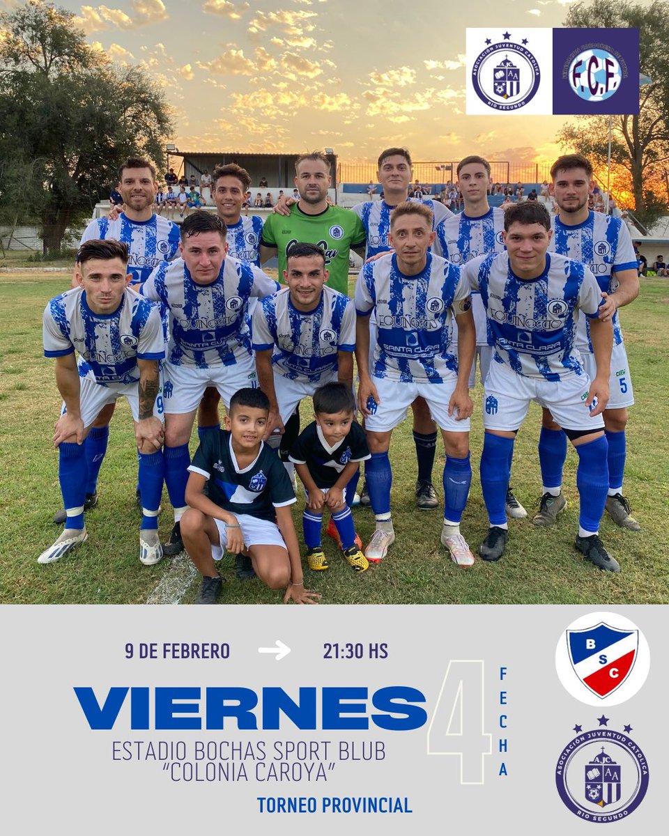 🔜⚽️ PROVINCIAL FECHA 4

🏟️ Bochas Sport Club “Colonia Caroya”
🗓️ 09/02
⏰21:30 HS
 🆚 @bochassport_futbol