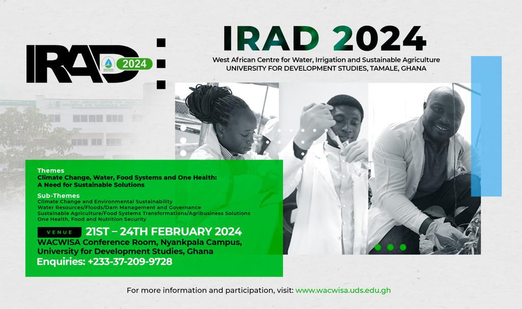 All set for #IRAD2024? Explore sustainable solutions to #climatechange, #watermanagement, & #foodsecurity. Engage with experts, researchers, & practitioners from across #Africa Abstracts submission extended! Read more: tinyurl.com/2fx5pn8s Register now. #ACEImpact #development