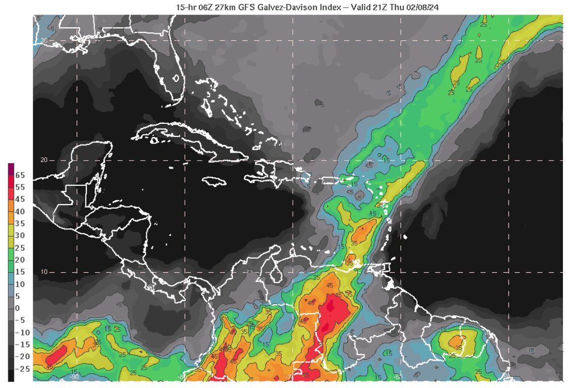 EstebanWXcast's tweet photo. En Venezuela, forzamiento modulado por vaguada en altura y, en niveles bajos, SF23 desgastado avanzando en el Caribe, precedido de líneas de inestabilidad y disponibilidad de humedad/TPW causarán aguaceros y tormentas, con acumulados generosos de precipitación, salvo sur-oriente. https://t.co/HDYfYbud99