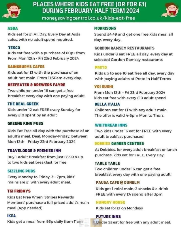 Handy info for this February Half Term #followingtgs