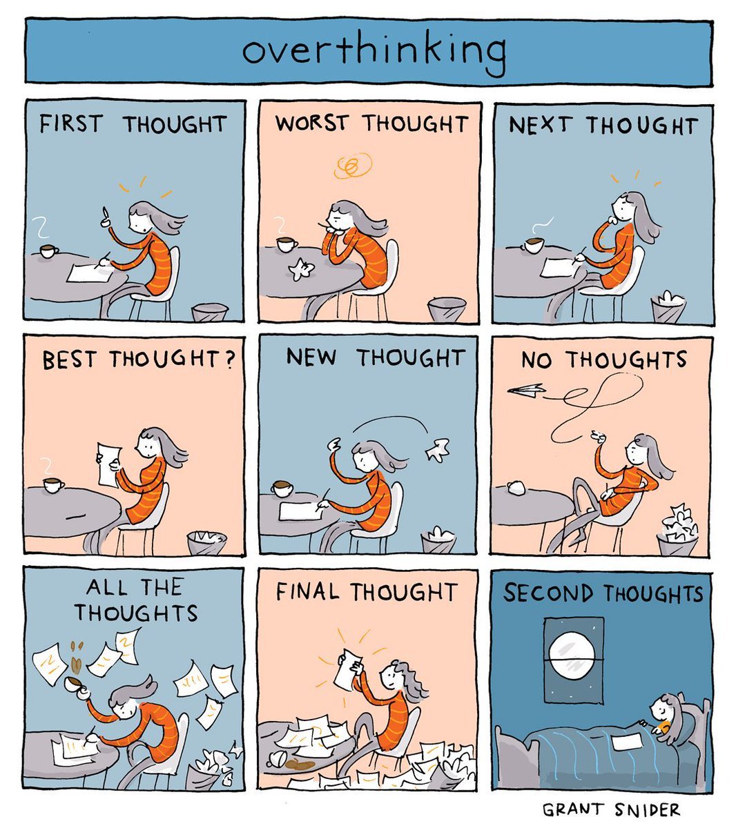 Overthinking is a big problem in organisations. When individuals &amp; teams overthink, it creates a bottleneck. Decision making slows &amp; a culture of risk-aversion can stifle opportunities. Recognise that there are 3 kinds of overthinking with different tactics to address them:
1)