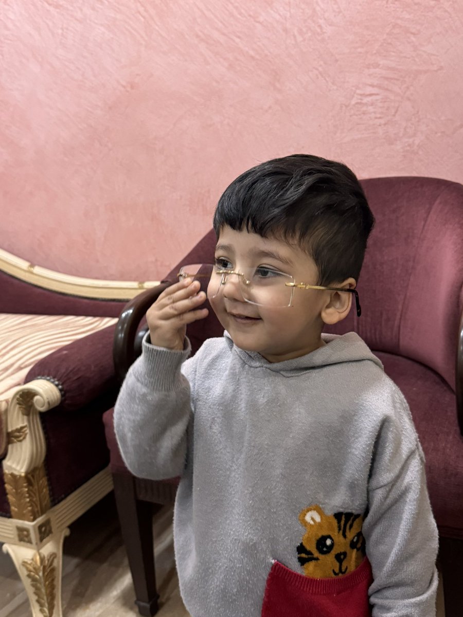 Vedant 2 years using specks of his grand father