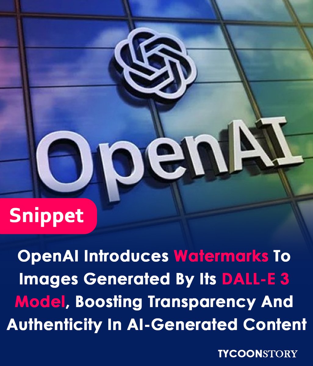 Watermarks for DALL-E 3 Images are Added by OpenAI to Increase Authenticity
#OpenAI #Watermarks #ImageAuthenticity
#AIEnhancement #Transparency #images 
#ContentAuthenticity #ArtificialIntelligence 
@OpenAI @dalle_openai @ChatGPTapp