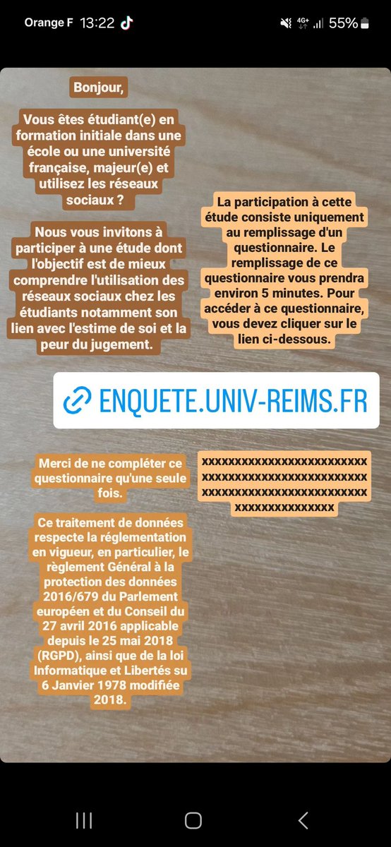 la_tcha51's tweet photo. Questionnaire pour mon mémoire de fin d'études 📱🧑‍🏫
https://t.co/N88B1tR6Mh

#etude #questionnaire #memoirefindetude #étudiant #reseauxsociaux https://t.co/iIym4kQ26N