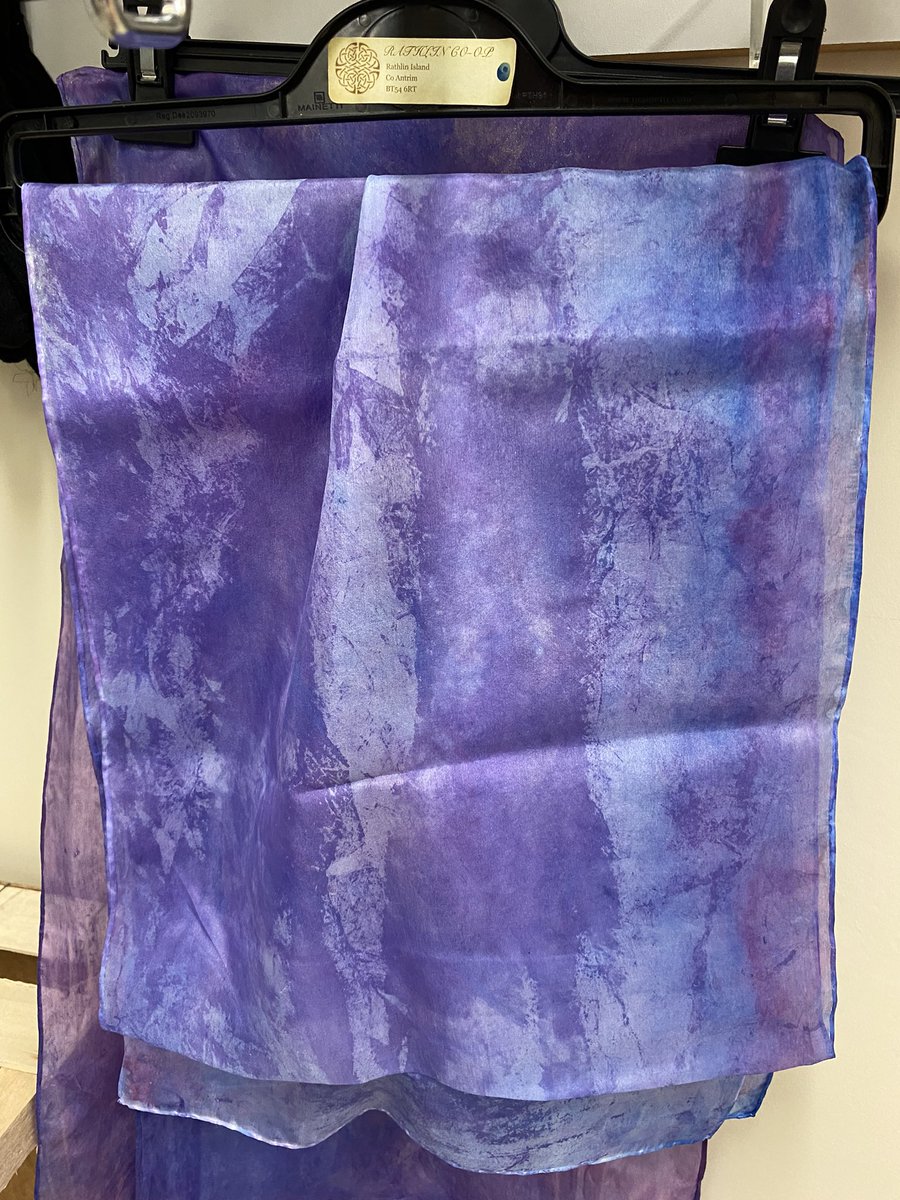 What do you do in the winter? Well some island residents keep busy by being creative. We have some beautiful hand dyed silk scarves in stock 🥰 #islandcrafts #handmadeonrathlin #rathlincrafts #dye #silkscarf #islandshop #shoplocal #supportlocal #rathlinisland