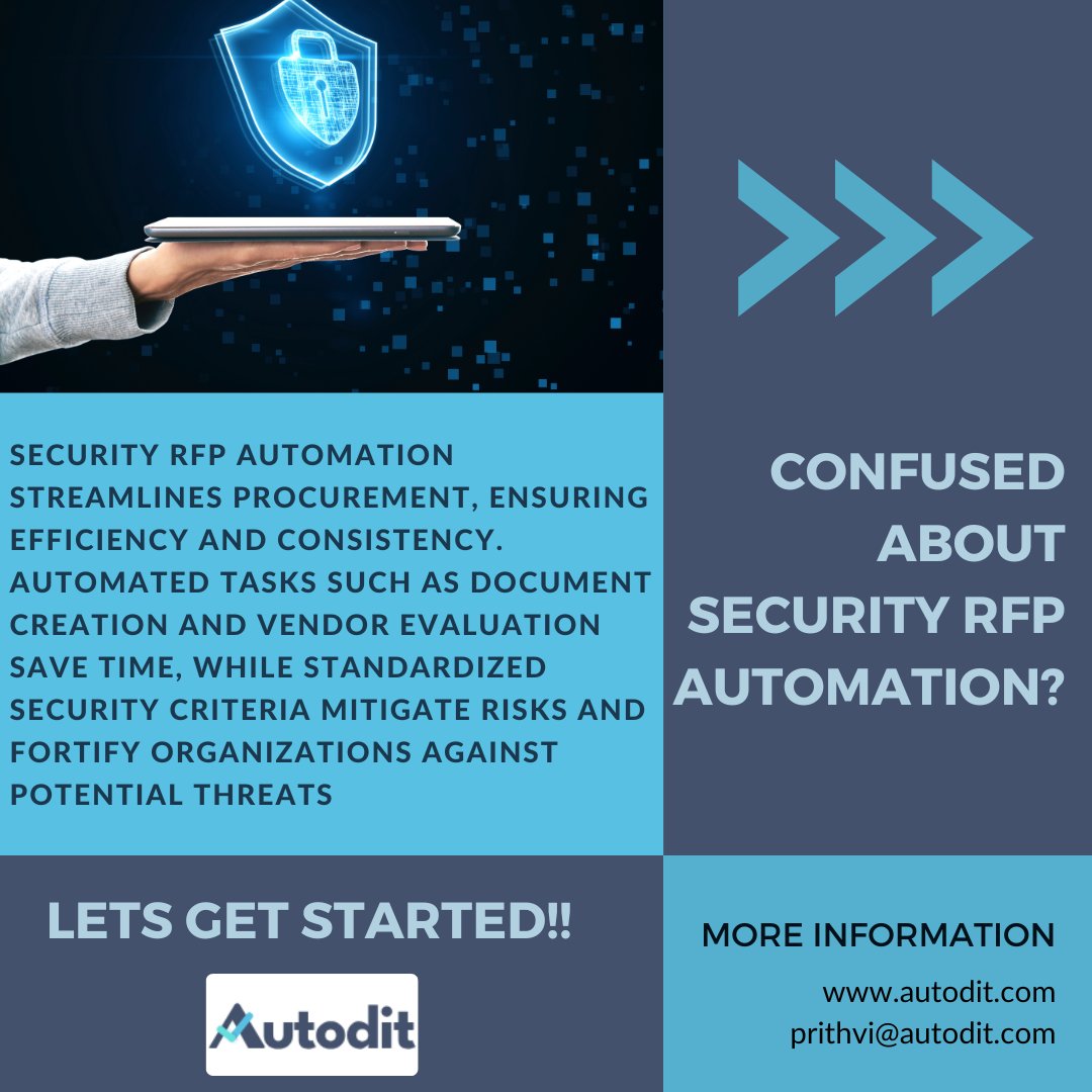 AuditAutomation's tweet photo. 🔐 Revolutionizing Security Procurement with Autodit's RFP Automation Platform

To know more contact us at - 
https://t.co/RWtWUFEYuw
 
#rfp #datasecurity #dataprotection #infosecurity #compliancematters @AuditAutomation https://t.co/IMHXihHx2N