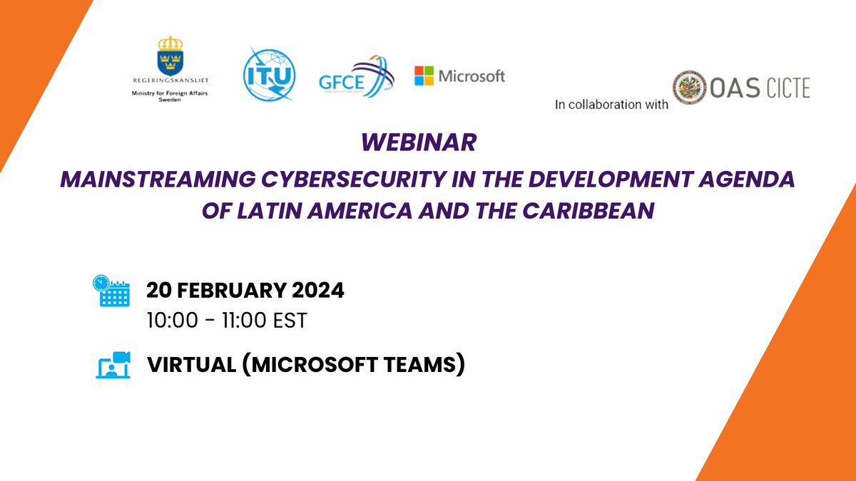 Registration for the upcoming webinar is open. Register here: forms.office.com/pages/response…. In the context of the necessity to accelerate secure digital transformation in the region, the webinar 'Mainstreaming cybersecurity in the development agenda of Latin America and the…