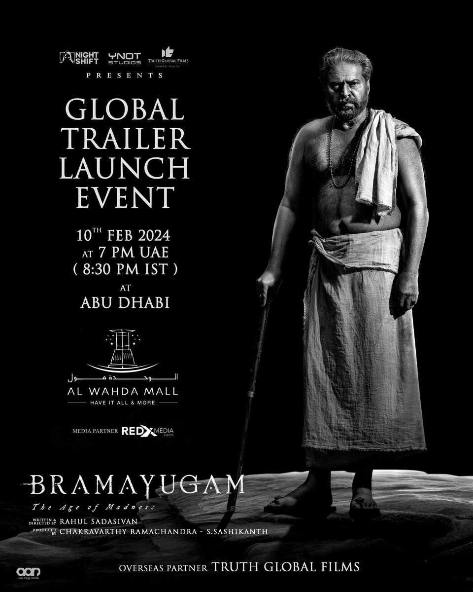#Bramayugam Global Trailer Launch at Abudhabi On 10th February 😊 @allnightshifts @StudiosYNot @SamadTruth