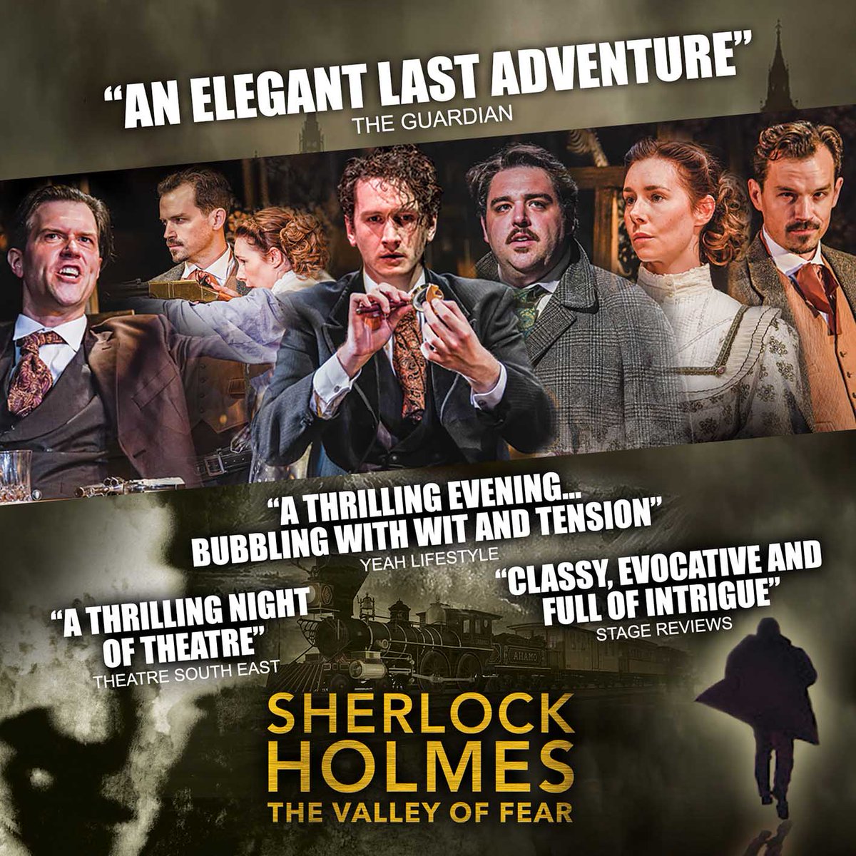 Seven weeks and counting...
The great detective is back in a case stretching from 221B Baker Street to the Pennsylvanian Vermissa Valley. Catch the London premiere of SHERLOCK HOLMES: THE VALLEY OF FEAR at <a href="/swkplay/">Southwark Playhouse</a> 27 Mar - 13 Apr! <a href="/shsoclondon/">SHSocLondon</a> 
southwarkplayhouse.co.uk/productions/sh…