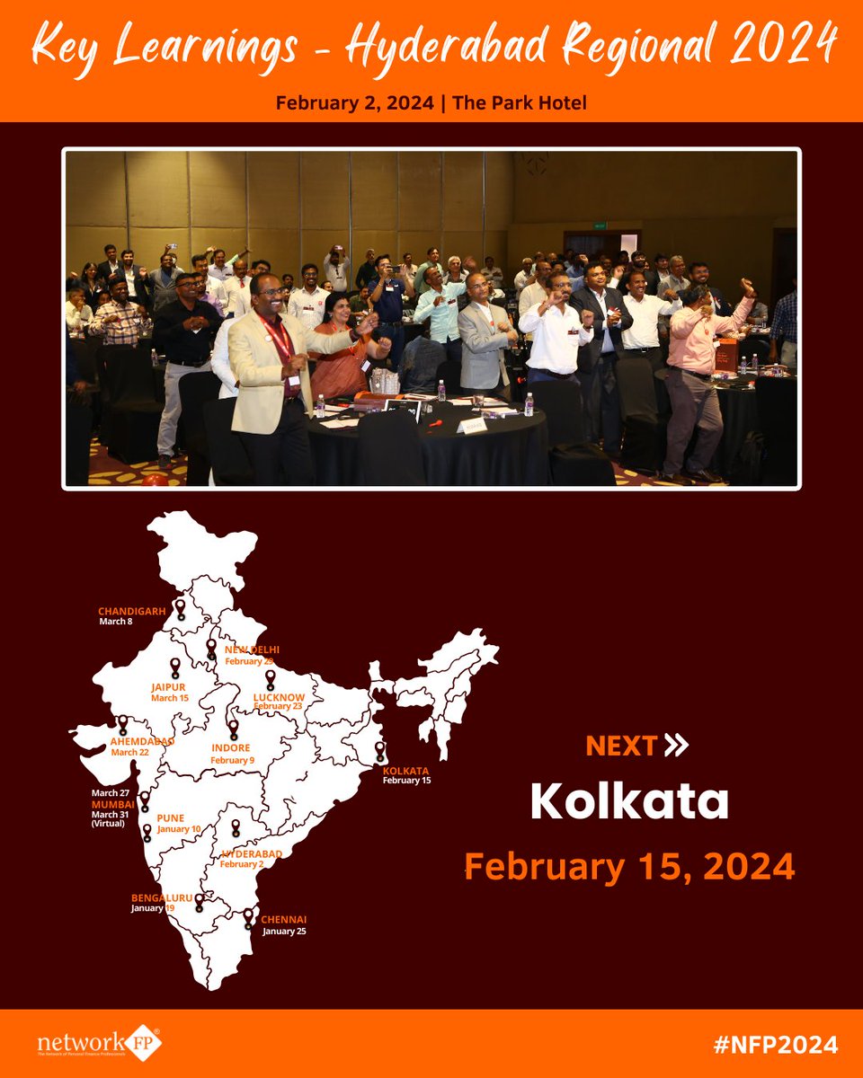 networkfp's tweet photo. 👇Actionable strategies to expand your client base and the importance of team, tools, technology from Hyderabad Regional Summit 2024.
Know More & Register here: https://t.co/h17NGCdzu4
#NFP2024 #NFPRegional #NFPSummit #personalfinance #financialadvisor #pfp #RegionalSummit https://t.co/Il31KZbV1O