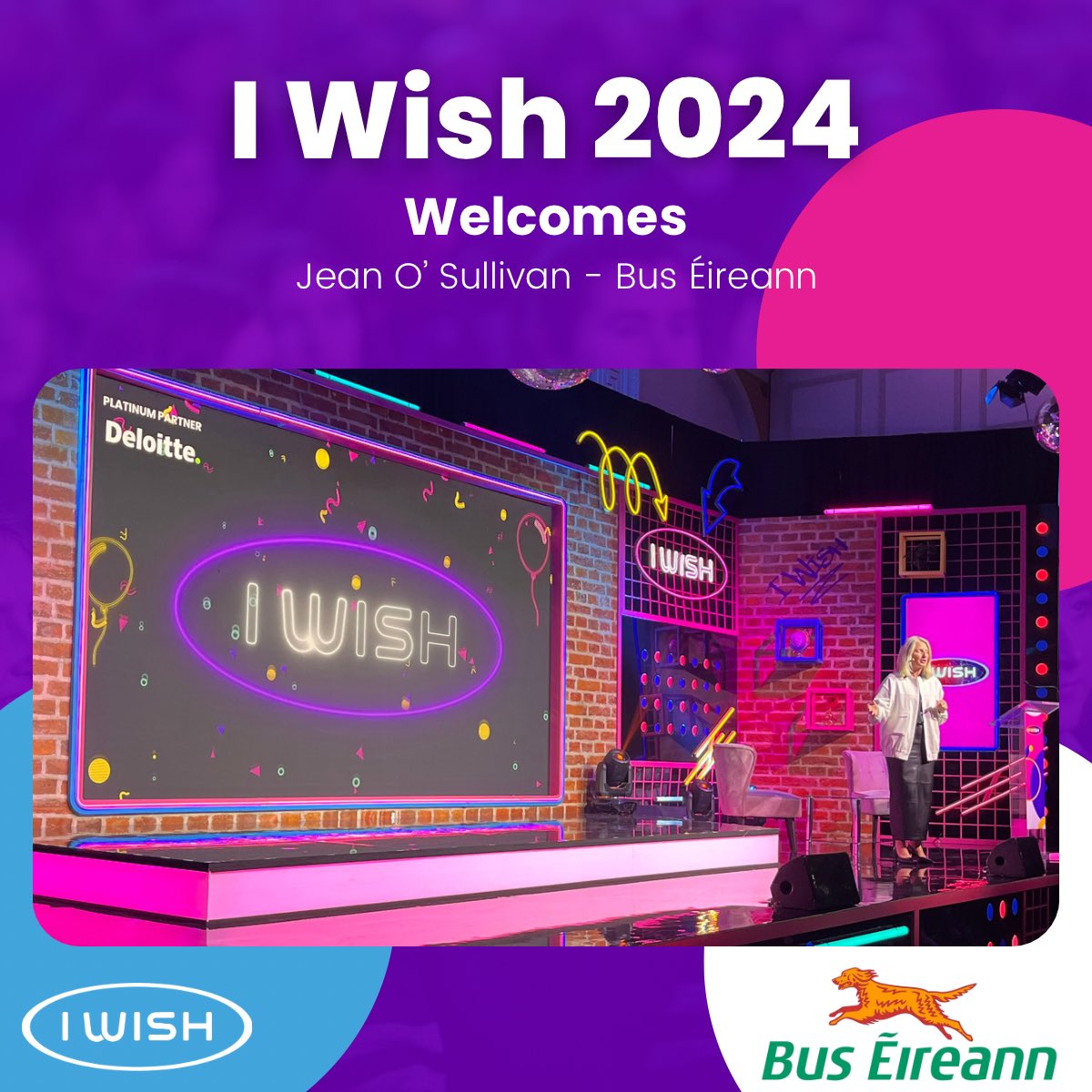 IWish_ie's tweet photo. Thank you so much to Jean O' Sullivan for a fantastic opening message in Session B! ✨This year saw us expand our partnership with @Buseireann to allow us to operate a free bus scheme which transported students from Hueston station to @TheRDS. #IWish2024 #NoGirlGetsLeftBehind https://t.co/ZCEFgI3641