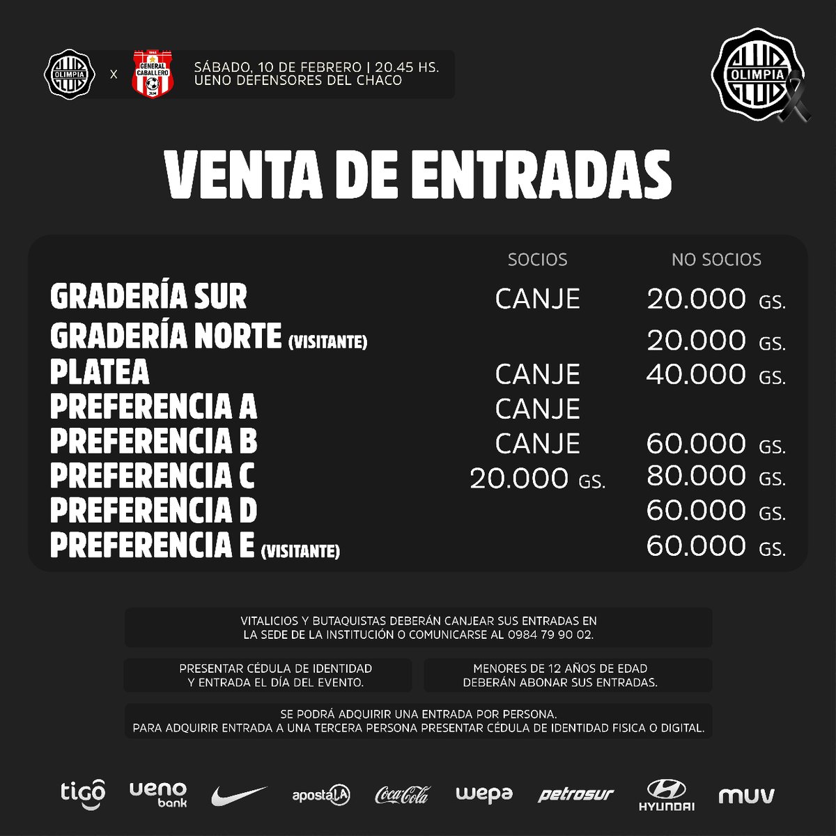 Habilitada la venta de entradas, a todo público, para el cotejo del sábado en El Defensores.

― Venta física en el Salón Blanco del Club y en locales de RED UTS.
― Online: zurl.co/0cs7

#𝗢𝗗𝗗Eterno ♾️