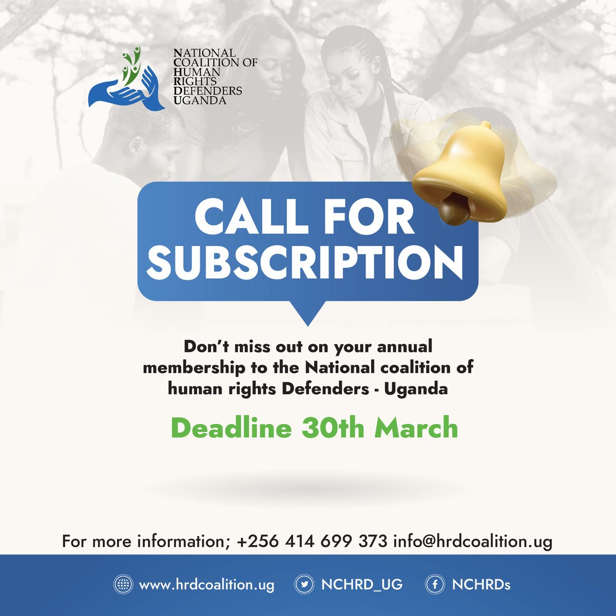 🗣️Are you passionate about defending human rights? The best choice is to join the <a href="/NCHRD_UG/">NCHRDs-UG</a> and connect with fellow defenders.
#TogetherWeDefend