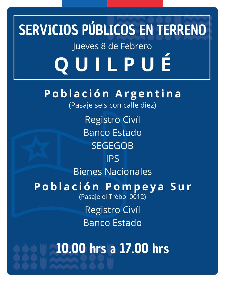 IPSChile's tweet photo. 📢#IPSInforma:
👉Hoy con nuestro móvil IPS ChileAtiende estaremos junto a otros servicios públicos desde las 10:00 hasta las 17:00 horas en #Quilpué y #ViñaDelMar, para atender a las vecinas y vecinos de las zonas afectadas por los incendios.
Infórmate 👇 https://t.co/8grJ5LKAfj