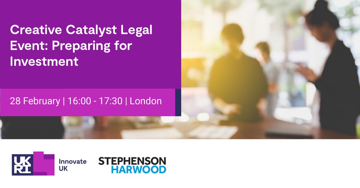 Our next event in partnership with <a href="/SHLegal/">Stephenson Harwood</a> brings together legal experts &amp; Founders in the creative and digital space looking to find out more about legal considerations for their growth journey. Join us for an insightful session &amp; networking bit.ly/3OA8rRM
#creative