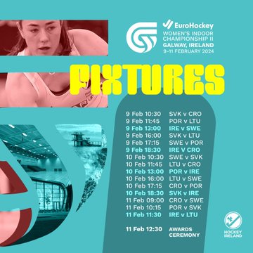 leinsterhockey1's tweet photo. A massive weekend ahead for the Ireland Women's Indoor team at the @eurohockeyorg Championships in Galway this weekend where they play 🇸🇪🇭🇷🇵🇹🇸🇰🇱🇹
Wishing the squad every success 

#LovetheBoards https://t.co/HG9y8339Xz