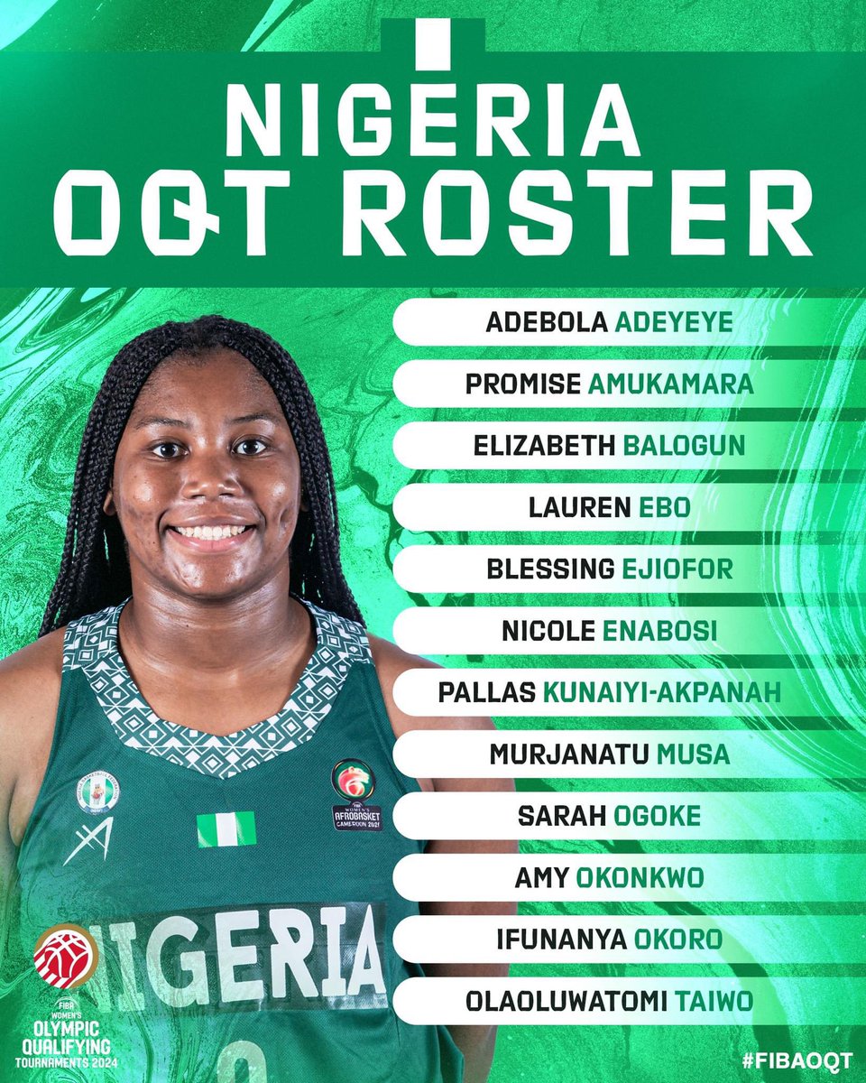 OfficialTNBball's tweet photo. Official: Team Nigeria’s (D’tigress) Olympic Qualifying Tournament Roster. #foqt #otnbball #letsdoittogether #FIBAWOQT #nigeriabasketball https://t.co/Ec7rT7fT5o