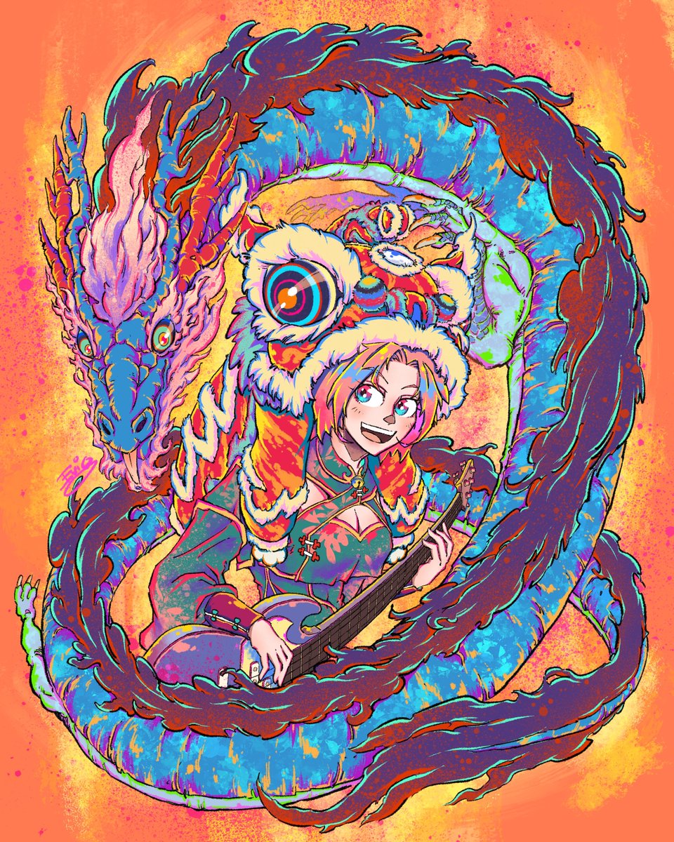 Happy Lunar New Year~

#LunarNewYear2024 #dragonyear #dragon #bassplayer #drawingartwork #mangaart #animegirl #ComicArt #Procreate #characterdesign #originalartworks #colorartworks #绘图 #原创 #原创人物 #电绘 #动漫 #スケッチ #マンガ #アニメ #描くンゴ #ベースギタリスト #ロッカー