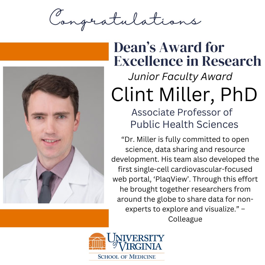 Congratulations to Dr. Clint Miller for receiving the 2023 Junior Faculty Award for the Dean's Award for Excellence in Research.