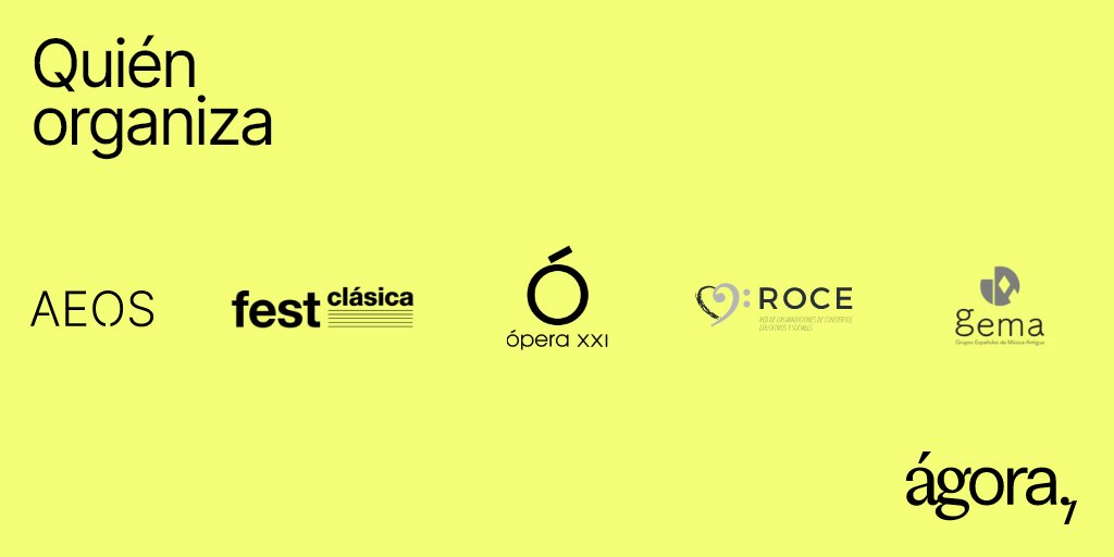 #ÁGORA es un proyecto impulsado por la #AEOS, junto a algunas de las principales entidades representativas de la música clásica en España: <a href="/FestClasica/">FestClásica</a>, <a href="/opera_xxi/">Ópera XXI</a>, GEMA y <a href="/ROCEMUSICA/">ROCE</a> en una apuesta por la defensa, el análisis y la visibilidad pública de nuestro sector.