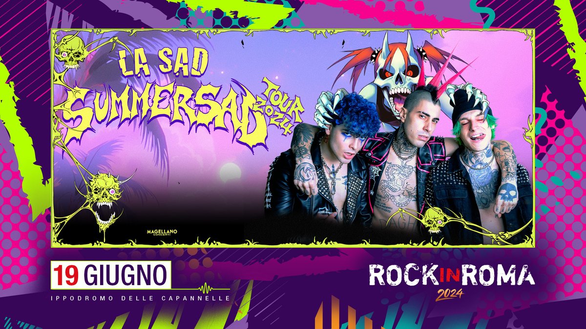 Attitudine punk, chitarre distorte e testi immediati: LA SAD - il trio formato da Theø, Plant e Fiks in gara alla 74° edizione del Festival di Sanremo con il brano AUTODISTRUTTIVO - arriva al Rock in Roma! 19/6 | #LaSad @ Rock in Roma 📍Ippodromo delle Capannelle 🎟️su Ticketone