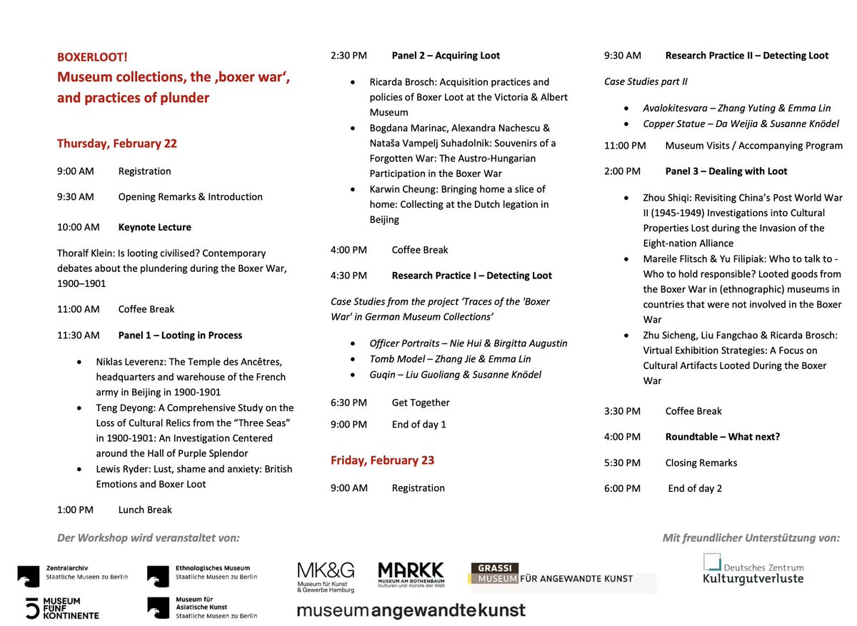 Looking forward to travelling to Munich later this month to present my work on acquisition practices &amp; policies of Boxer loot at the <a href="/V_and_A/">V&A</a> ! Free registration open til Feb 18, 2024 at boxerprojekt@smb.spk-berlin.de - come one, come all! #provenance #research #boxer #Museum