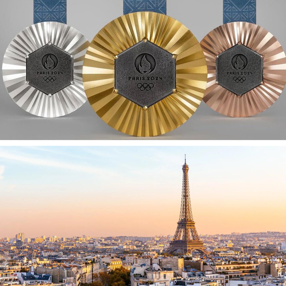 The most unique, historic and unforgettable souvenir of Paris! 🇫🇷

🥇🥈🥉 Every #Paris2024 Olympic and Paralympic medal will be adorned with a piece of original iron from the Eiffel Tower.