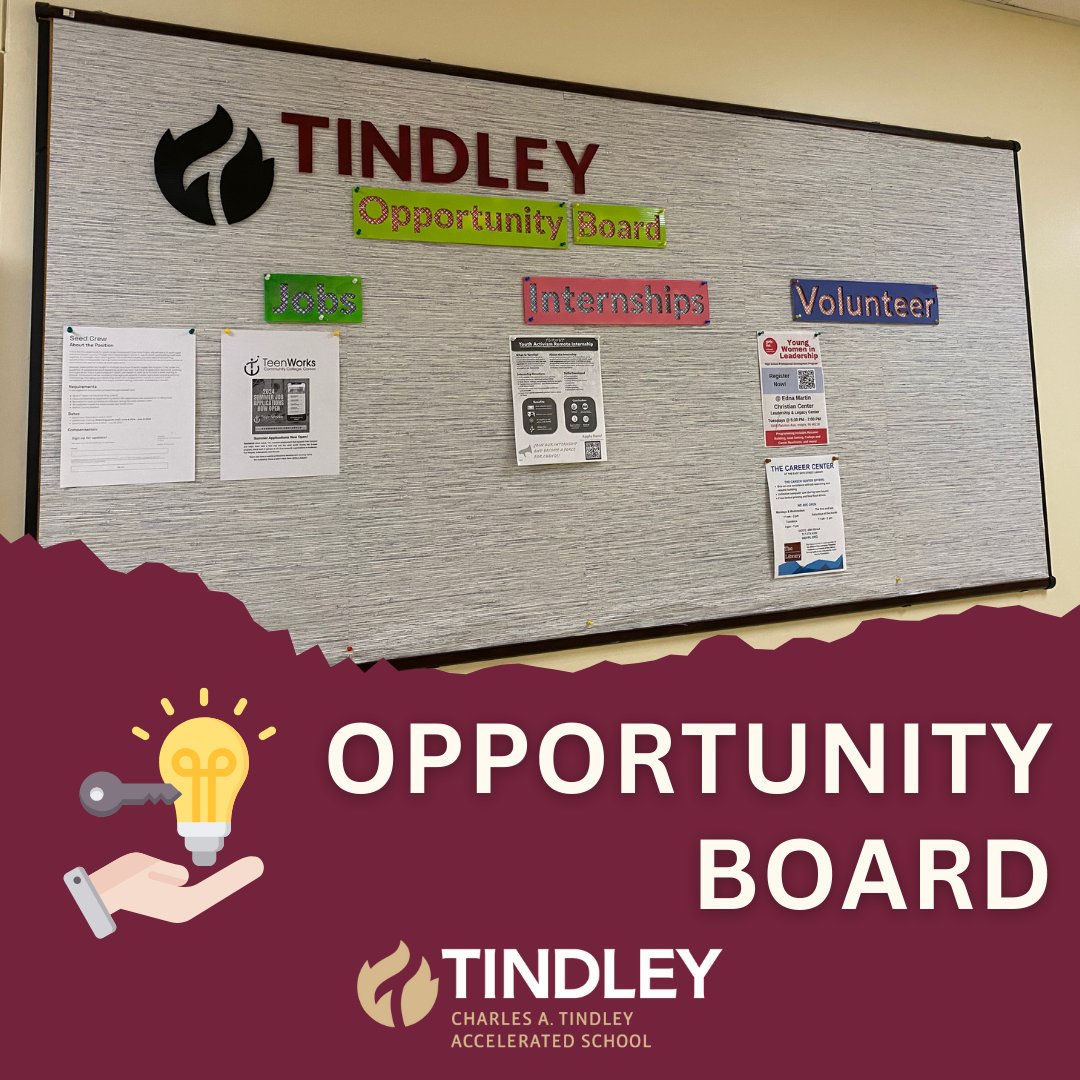 TindleyCATAS's tweet photo. ๐ New at Tindley: The Opportunity Board! ๐
Find your next job, internship, or volunteer gig on the board updated by scholars, for scholars. Explore today and step into your future!
#TindleyOpportunity #FutureReady #ScholarDriven #ExploreOpportunities https://t.co/9aHGeNNtNw