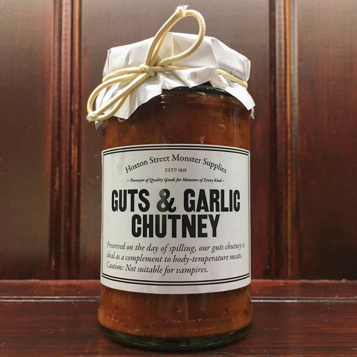 Have you seen our lovely <a href="/MonsterSupplies/">Monster Supplies</a> Guts &amp; Garlic Chutney? 🍅

Preserved on the day of spilling, this guts chutney is ideal as a compliment to body-temperature meats. Caution: not suitable for vampires! 🧛‍♀️

👉 shop.oldoperatingtheatre.com/products/guts-…