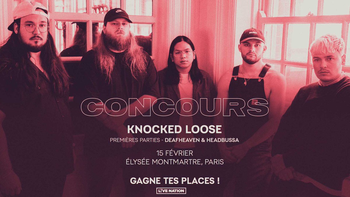 CONCOURS / Tente de remporter tes places pour le concert de Knocked Loose le 15 février à l'Élysée Montmartre !

📝 Comment participer ?
- Nous suivre
- Tagues 1 ami.e avec qui tu souhaites y aller
- RT pour plus de chance de gagner !

Tirage au sort vendredi 9 février à 12h❤️‍🔥