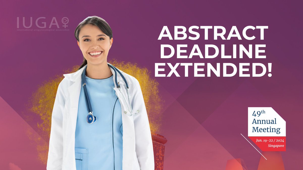 iugaoffice's tweet photo. Have you heard? The deadline to submit your abstracts to the 49th IUGA Annual Meeting has been extended! View the full list of accepted topics and submit today:https://t.co/I2AD9kNRC2 https://t.co/BQ2hMeNxcM