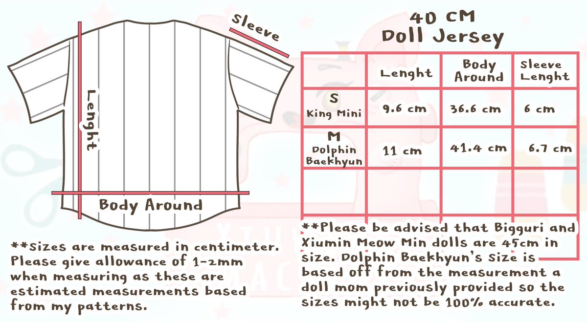 XiuwingMachine's tweet photo. Form for waitlist for EXO Doll Jersey Ver. 2023 will be posted at around 9:30 PM today and will be open until 12MN tomorrow, Feb. 9, 2023 :)

To give you idea  about the sizes, here's our updated Size chart for the jersey. You may check them in advanced.

Thanks! https://t.co/11B1AgUHSx