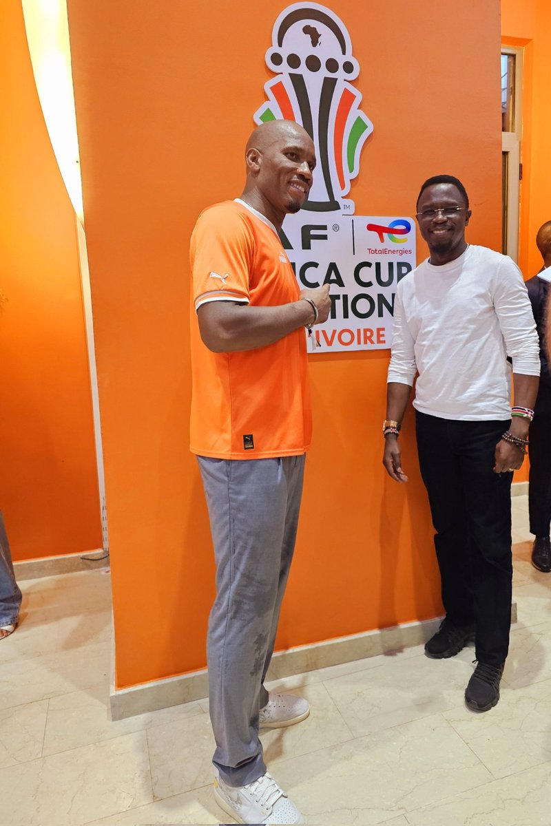 CS Ababu Namwamba with Didier Drogba at the AFCON semifinals