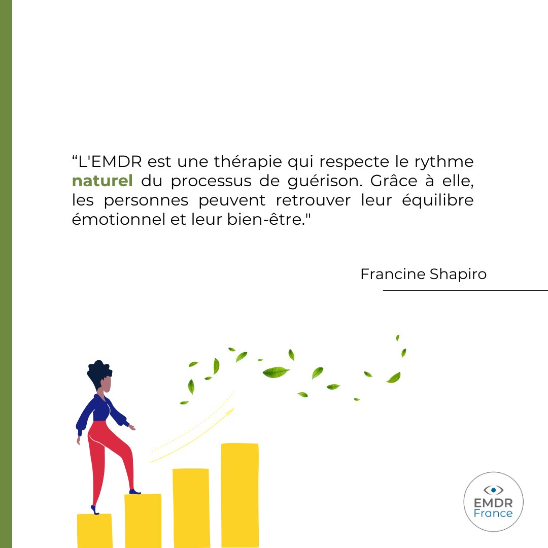 // La citation du jeudi // Une guérison étape par étape 🍃

C'est à Francine Shapiro que l'on doit la thérapie EMDR.
+ d'infos sur la thérapie, rendez-vous sur emdr-france.org

#emdr #therapie #psychologie #trauma #citation